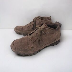 Skechers Brown Suede Bikers Lineage Lace Up Chukka Mocs Booties, Size 6.5